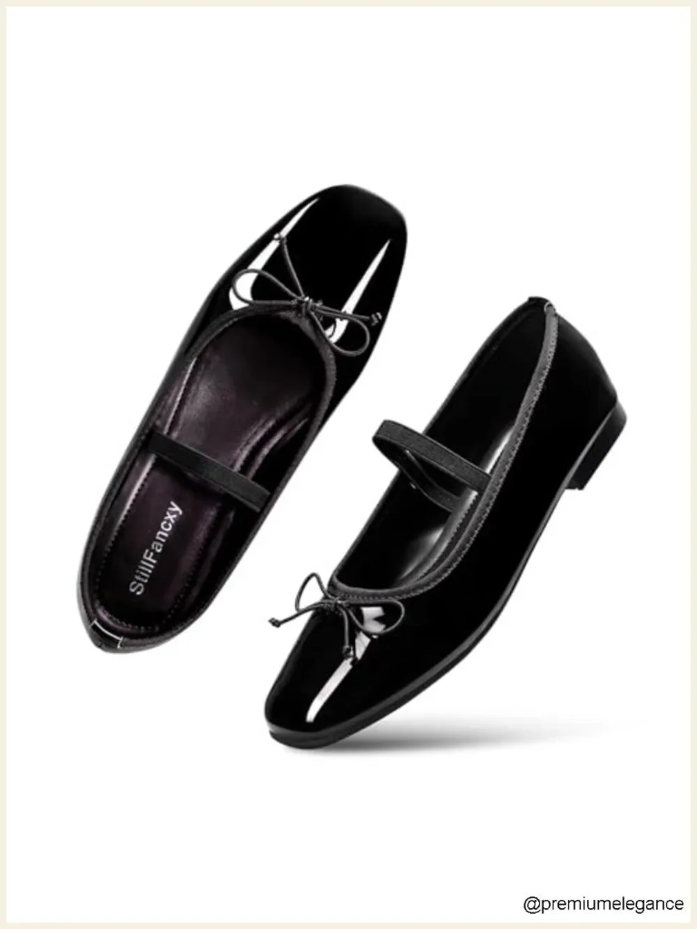 Patent Ballet Flats with Bow Square Toe Slip On Dressy Comfortable